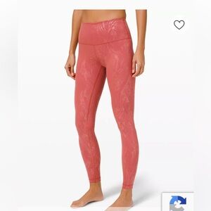 Lululemon Wunder Under High Rise Legging 28" Pink Shiny Pattern Women's Size 6
